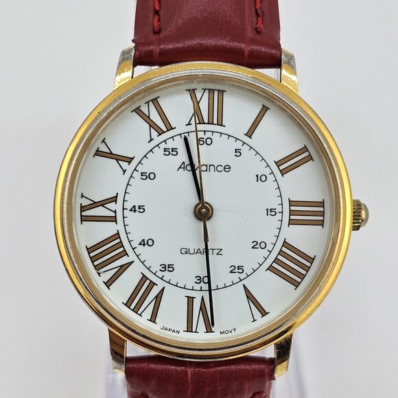 Advance Women\'s Watch 32MM White Dial‎ New Red Leather Bands New Battery main image 4
